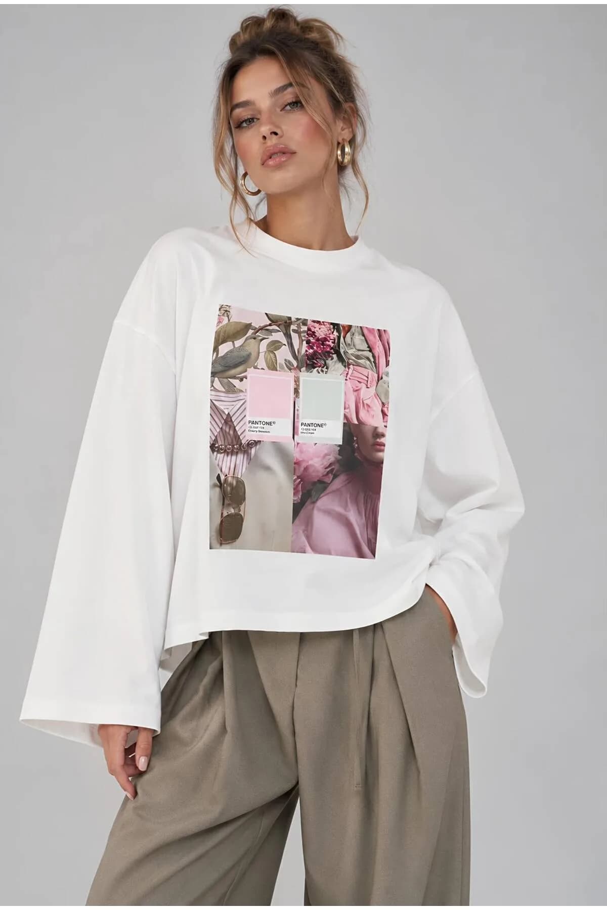 Beyaz Misty Jade Tesettüre Uygun Uzun Kollu T-Shirt