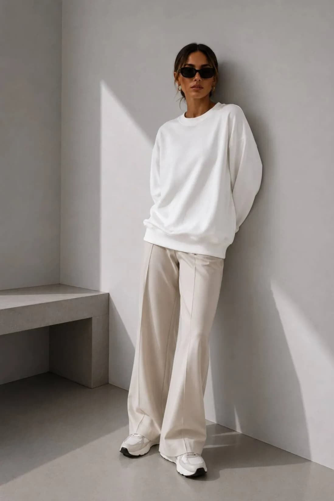 Kadın Üç İplik Şardonlu Pamuk Oversize Sweatshirt