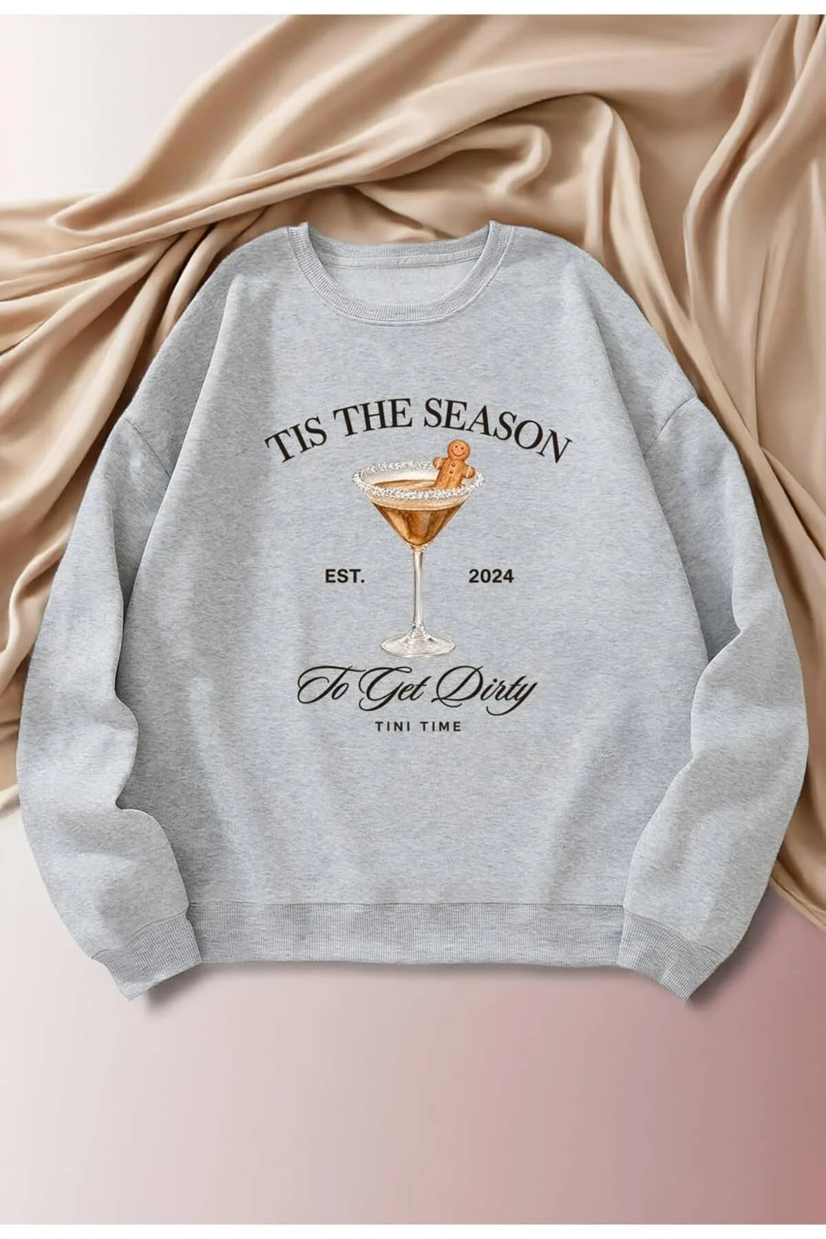 Kadın Martini Baskılı Üç İplik Şardonlu Sweatshirt