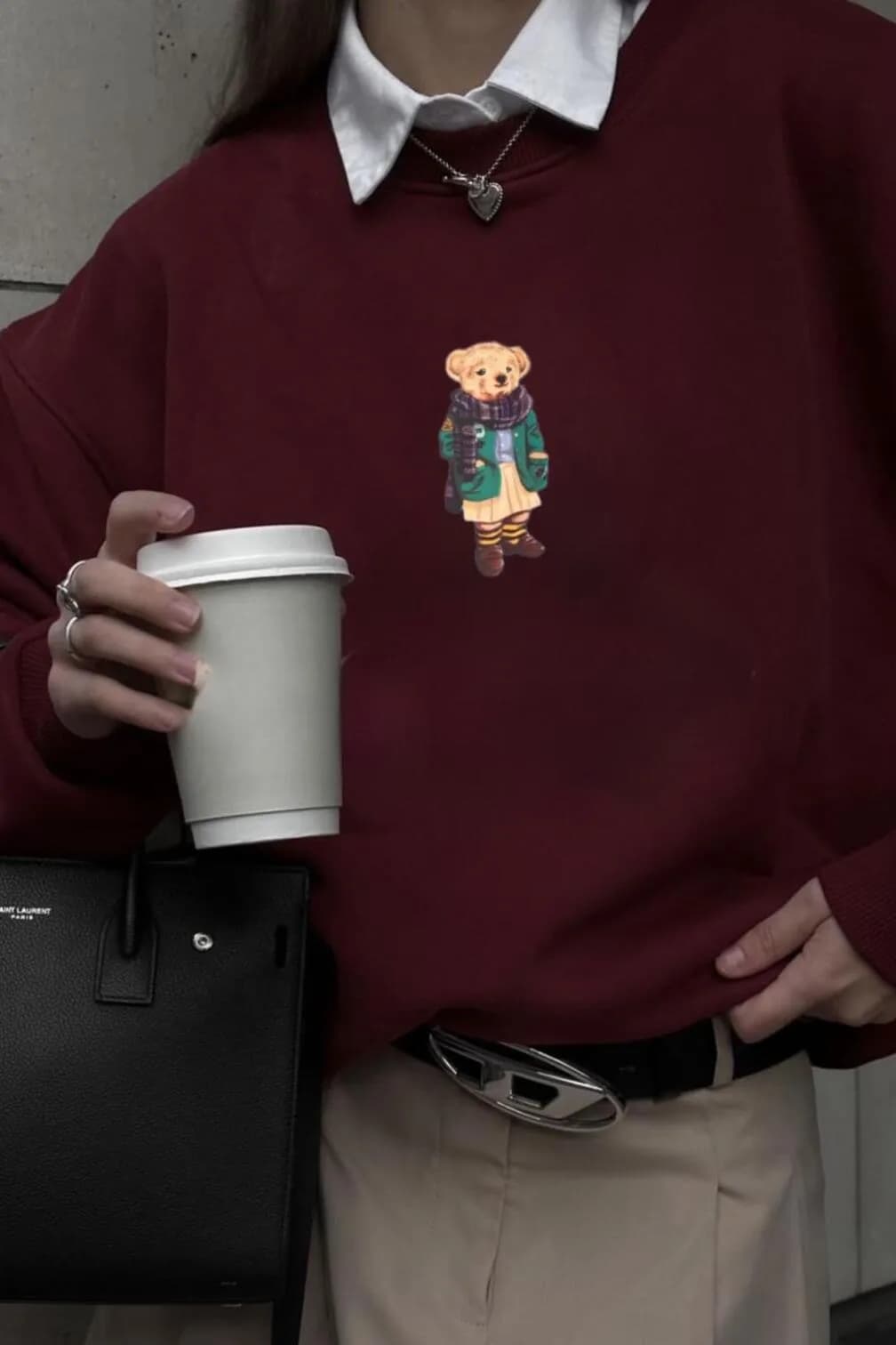 Teddy Bear Baskılı Organik Pamuk Sweatshirt