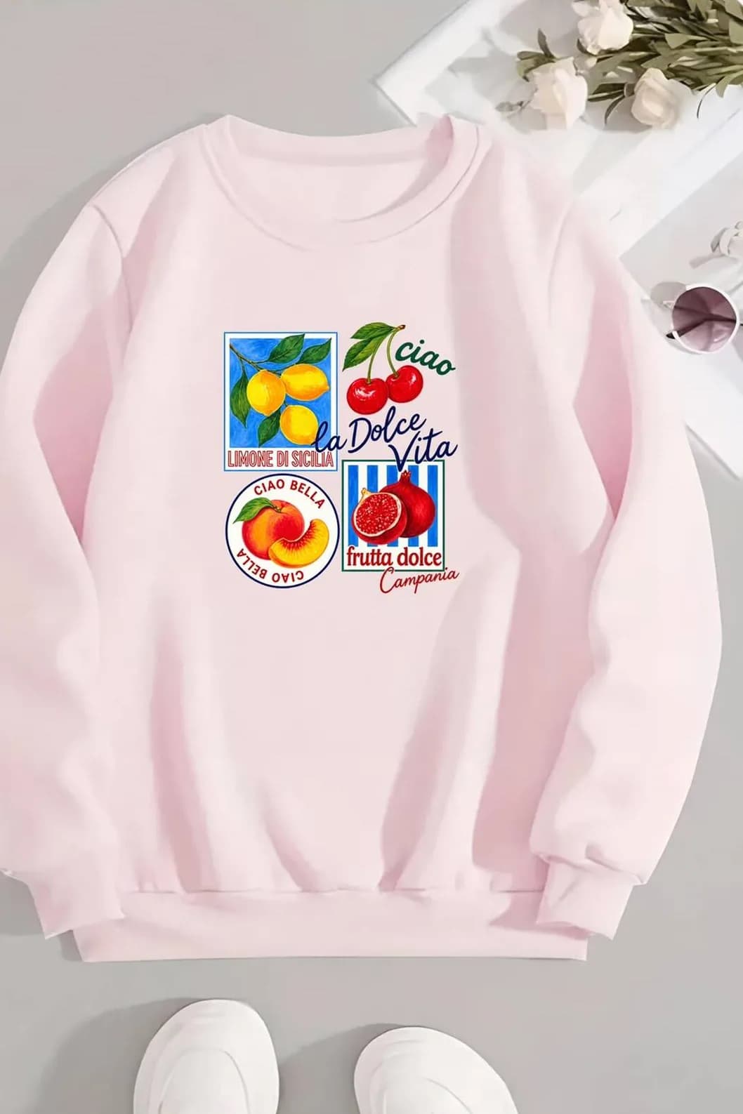 Kadın Dolce Vita Baskılı Üç İplik Şardonlu Sweatshirt