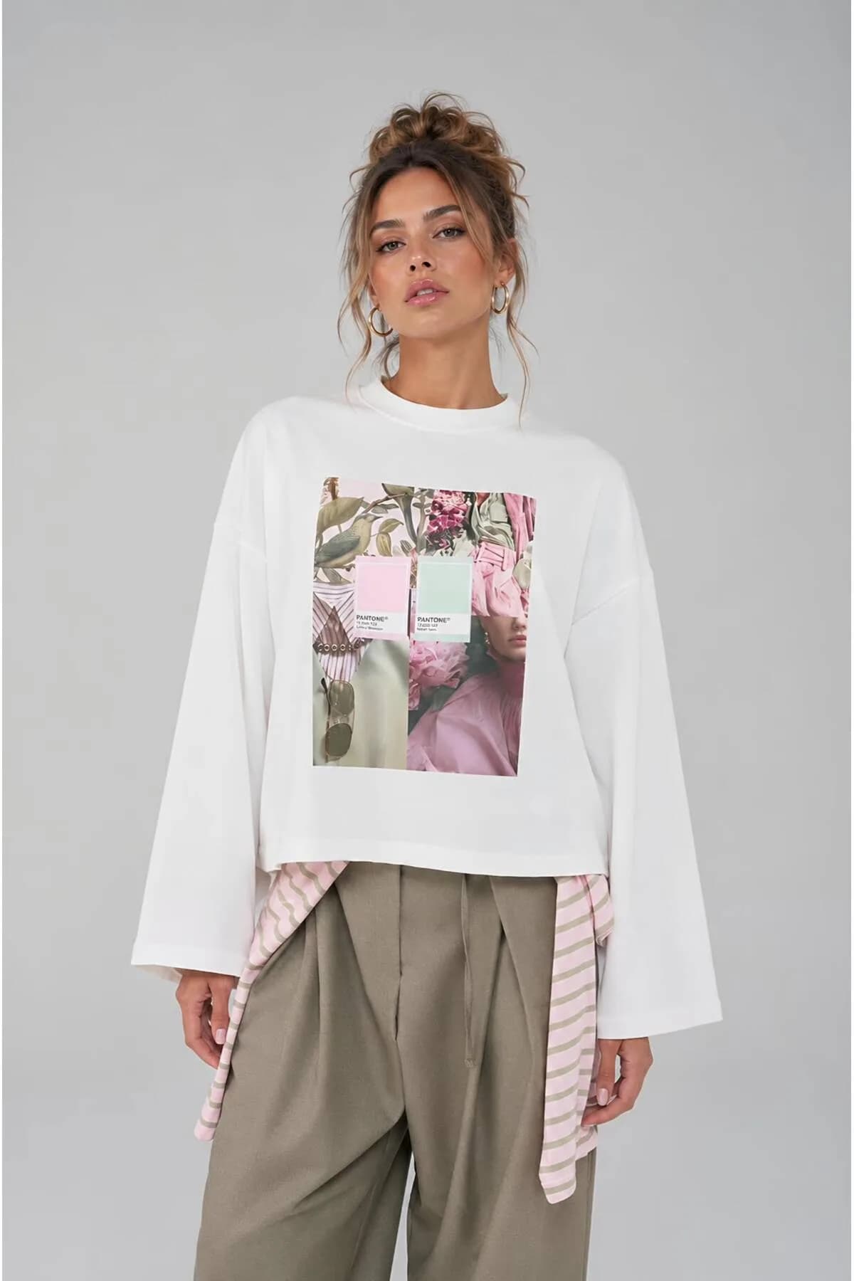 Beyaz Misty Jade Tesettüre Uygun Uzun Kollu T-Shirt — Beyaz — görsel 3