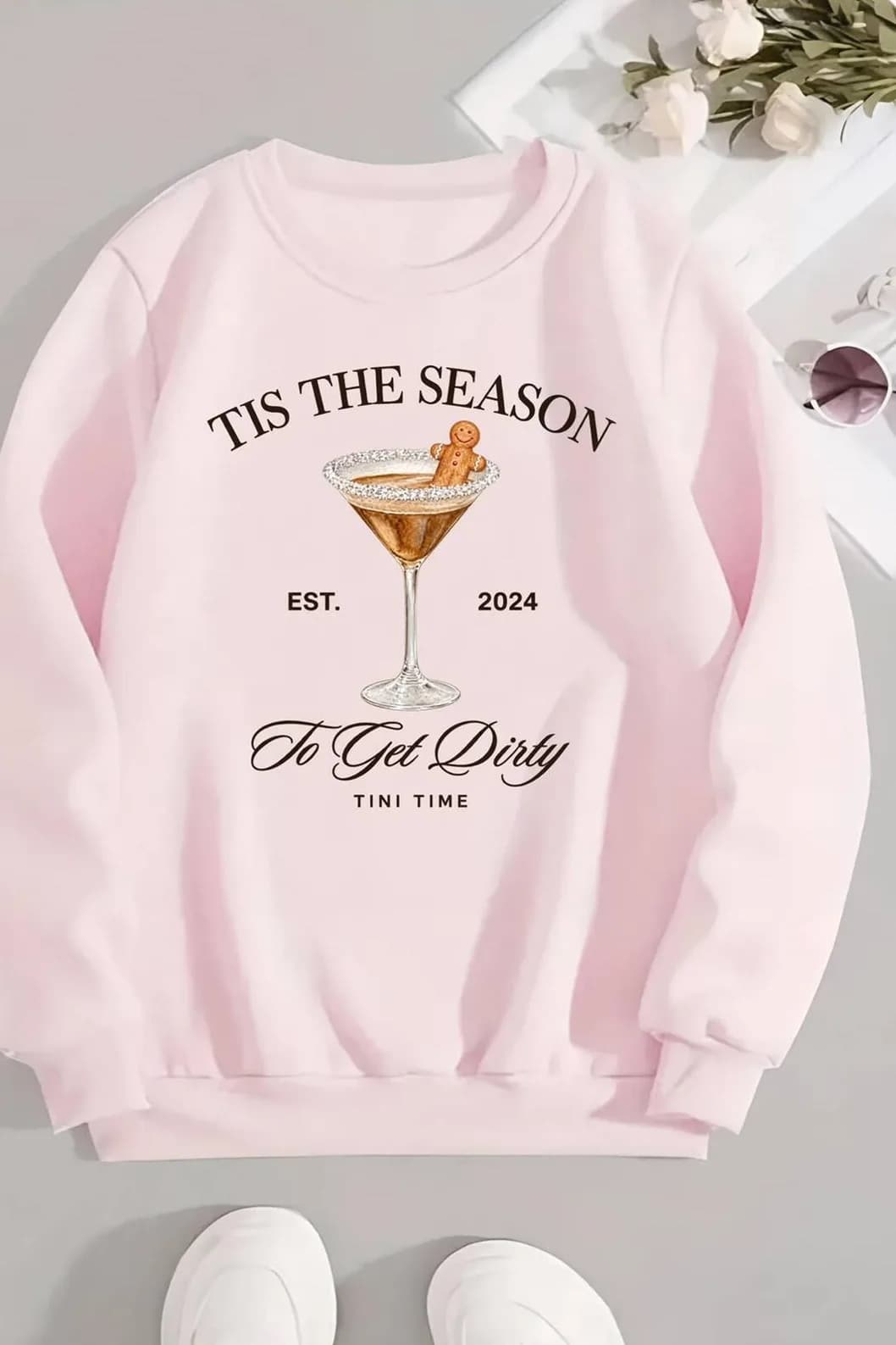 Kadın Martini Baskılı Üç İplik Şardonlu Sweatshirt
