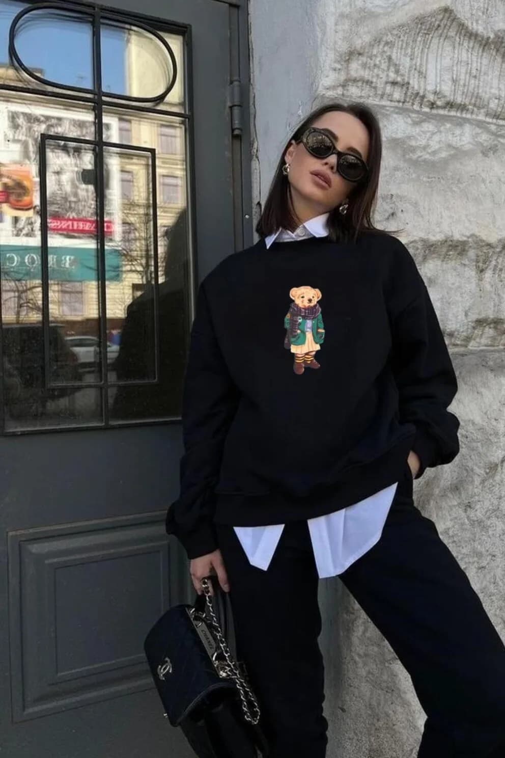 Teddy Bear Baskılı Organik Pamuk Sweatshirt