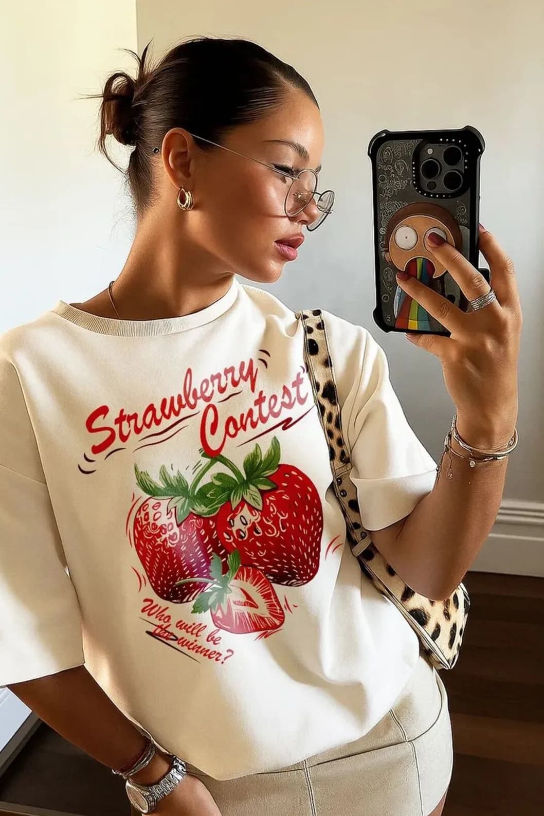 Oversize Kesim Kısa Kollu Baskılı T-Shirt