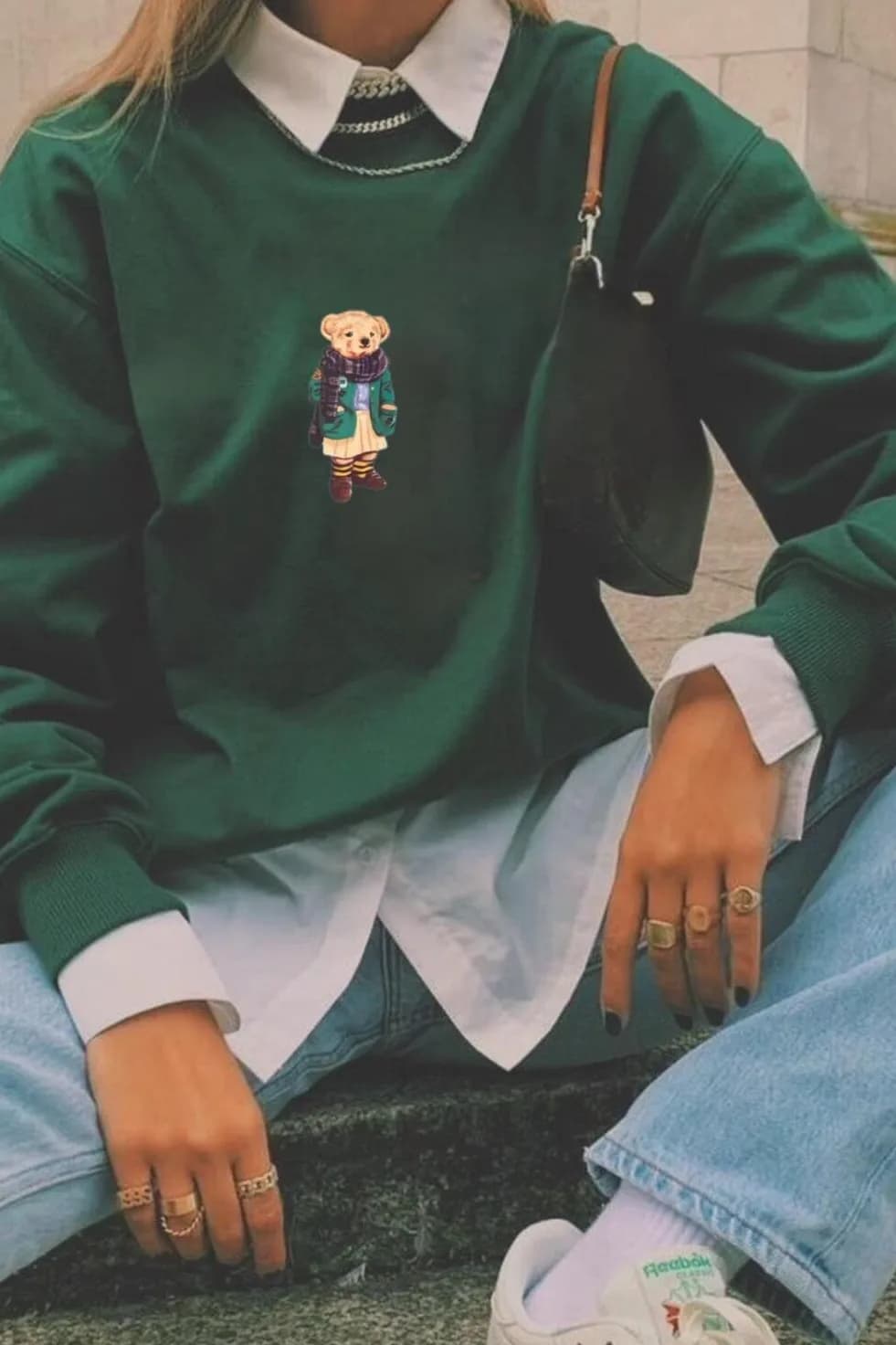 Teddy Bear Baskılı Organik Pamuk Sweatshirt