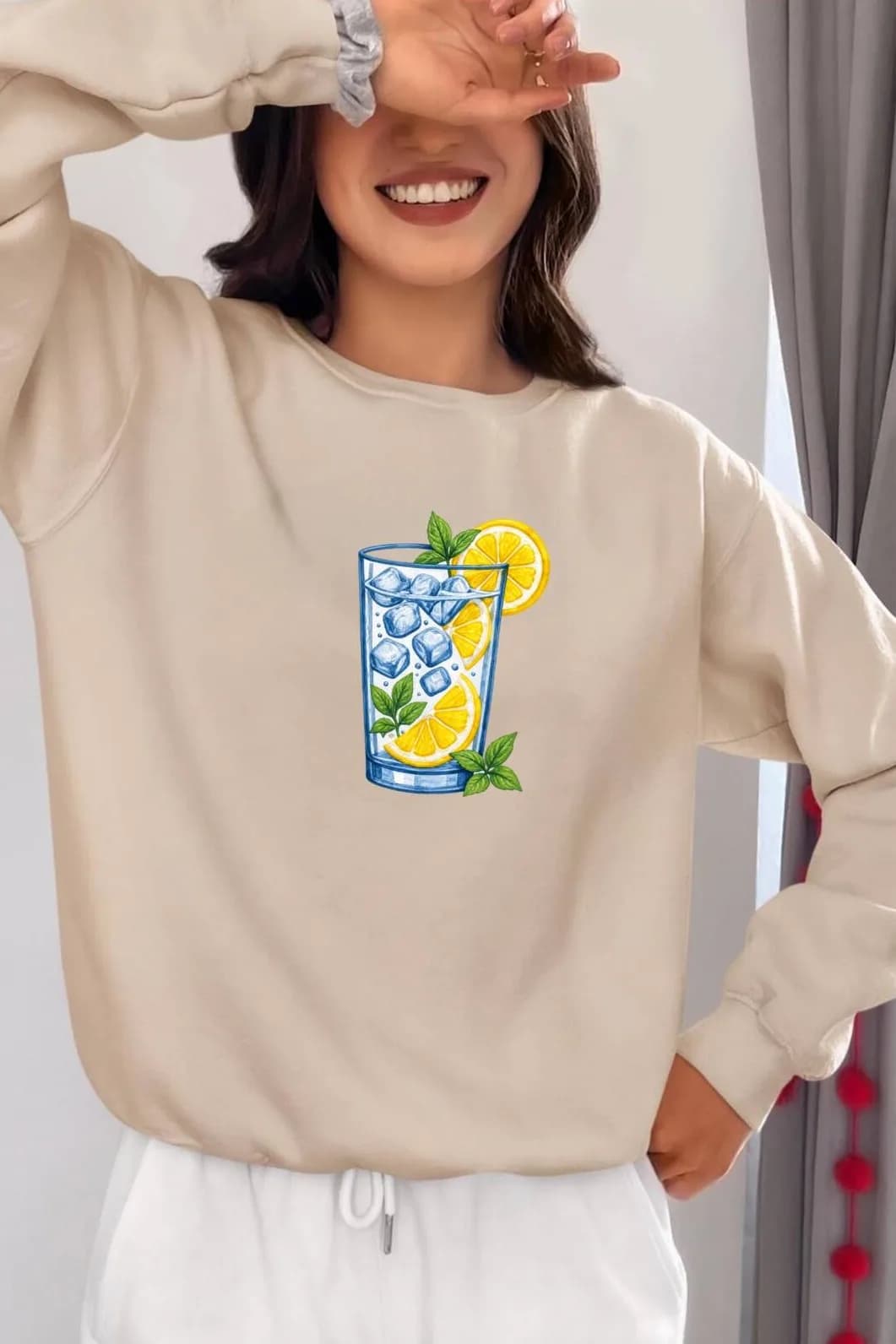 Kadın Churchill Baskılı Üç İplik Şardonlu Sweatshirt