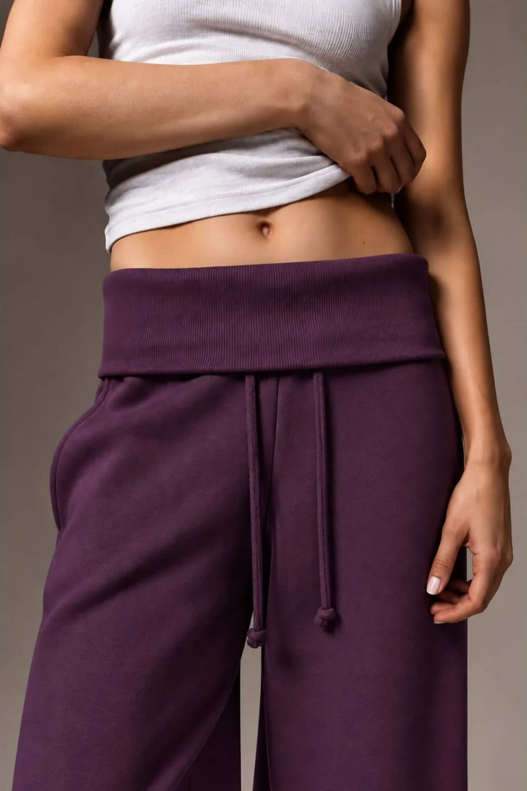 Üç İplik Şardonlu Kıvrımlı Kaşkorse Bel Cepli Ayarlanabilir Lastikli Ultra Bol Barrel Fit Baggy Pantolon / Eşofman Altı — Bordo