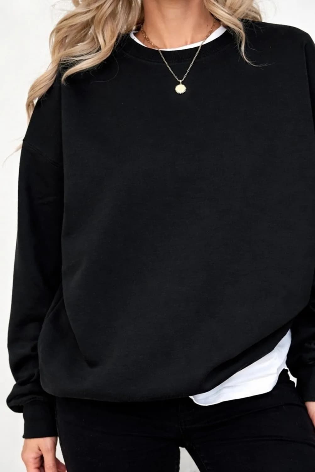 Kadın Pamuk Sweatshirt — Siyah