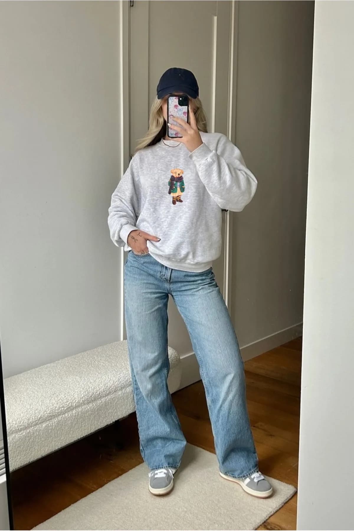 Teddy Bear Baskılı Organik Pamuk Sweatshirt