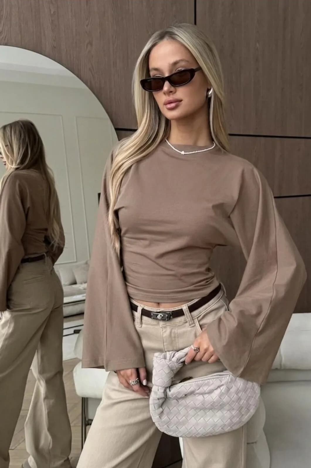 Kadın Yarasa Kollu Tesettüre Uygun Bel Oturtmalı Yazlık Basic Likralı Viskon 4 Lü (Siyah,Mor,Haki,Vizon) Bluz — Çok Renkli — görsel 5