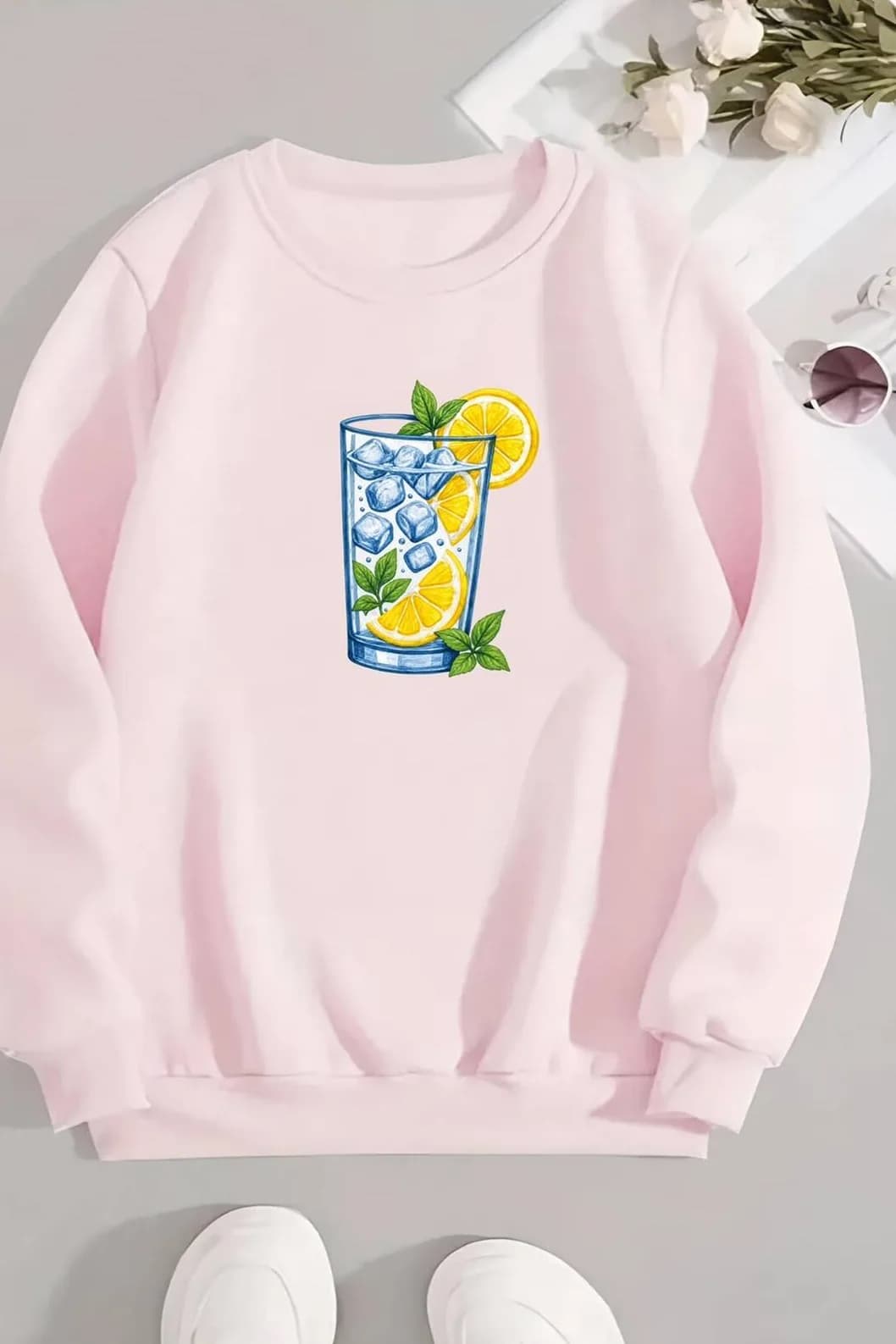 Kadın Churchill Baskılı Üç İplik Şardonlu Sweatshirt