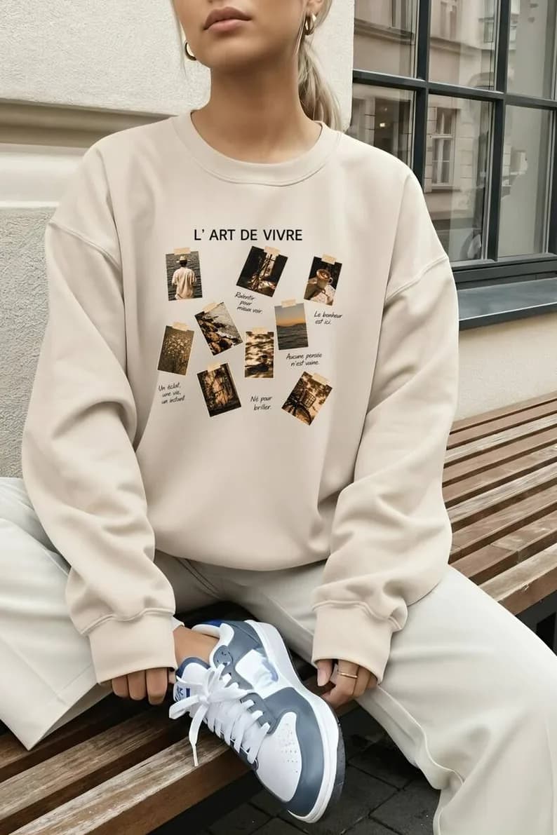 Kadın Görsel Baskılı Üç İplik Şardonlu Sweatshirt