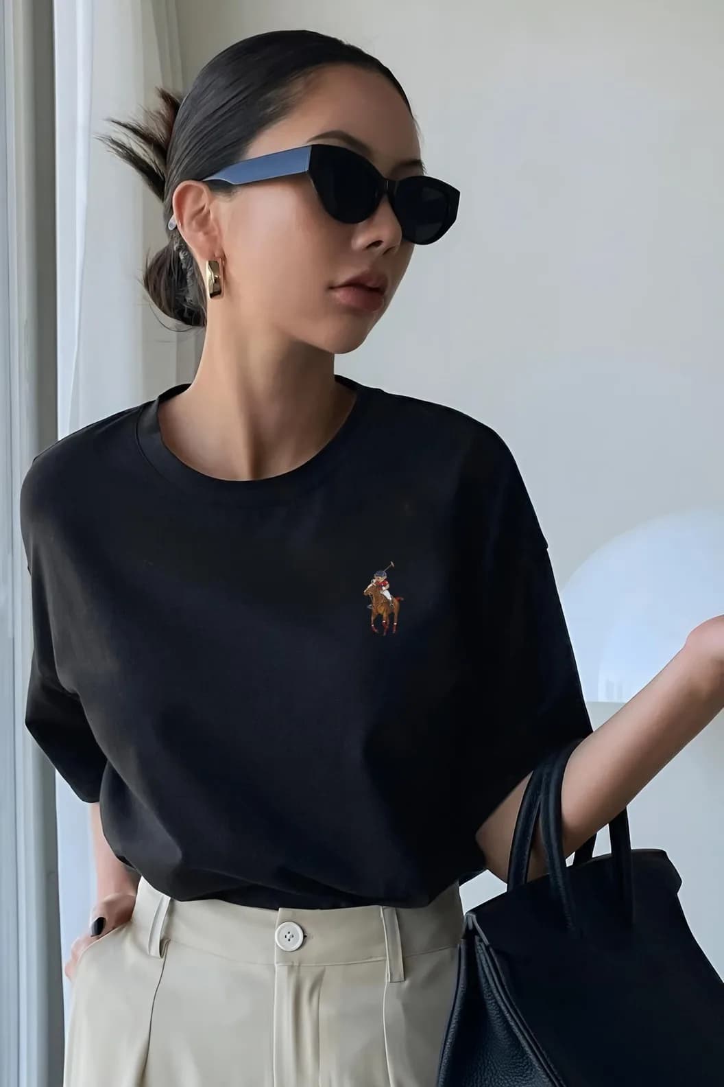 Siyah Pamuk Oversize T-Shirt