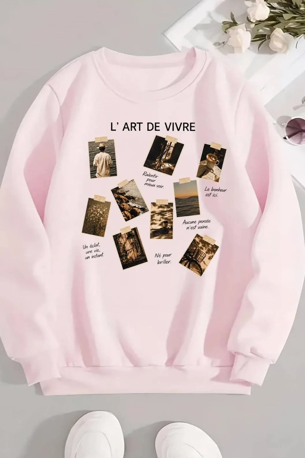 Kadın Görsel Baskılı Üç İplik Şardonlu Sweatshirt