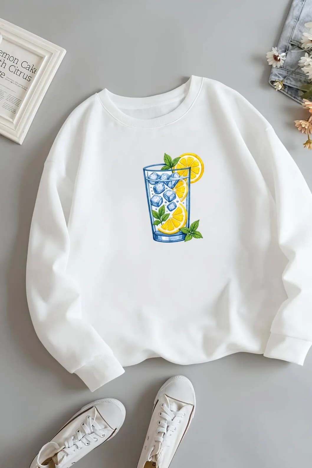 Kadın Churchill Baskılı Üç İplik Şardonlu Sweatshirt