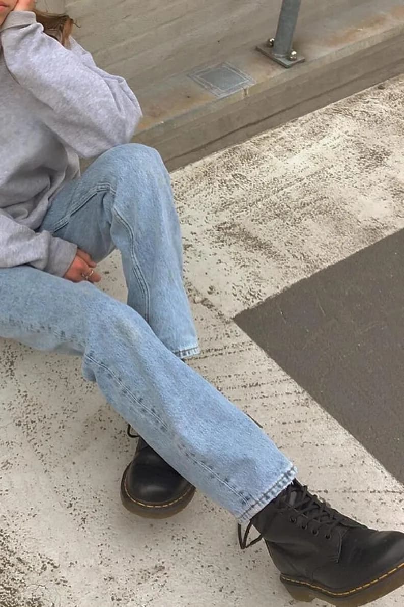 İki İplik Yumuşak Premium Dokulu Mevsimlik Basic Sweatshirt — Gri Melanj